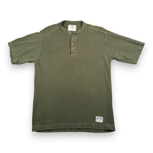 Vintage Levis Shirt Adult SMALL Green Henley Ribbed Cotton Army Military 90s